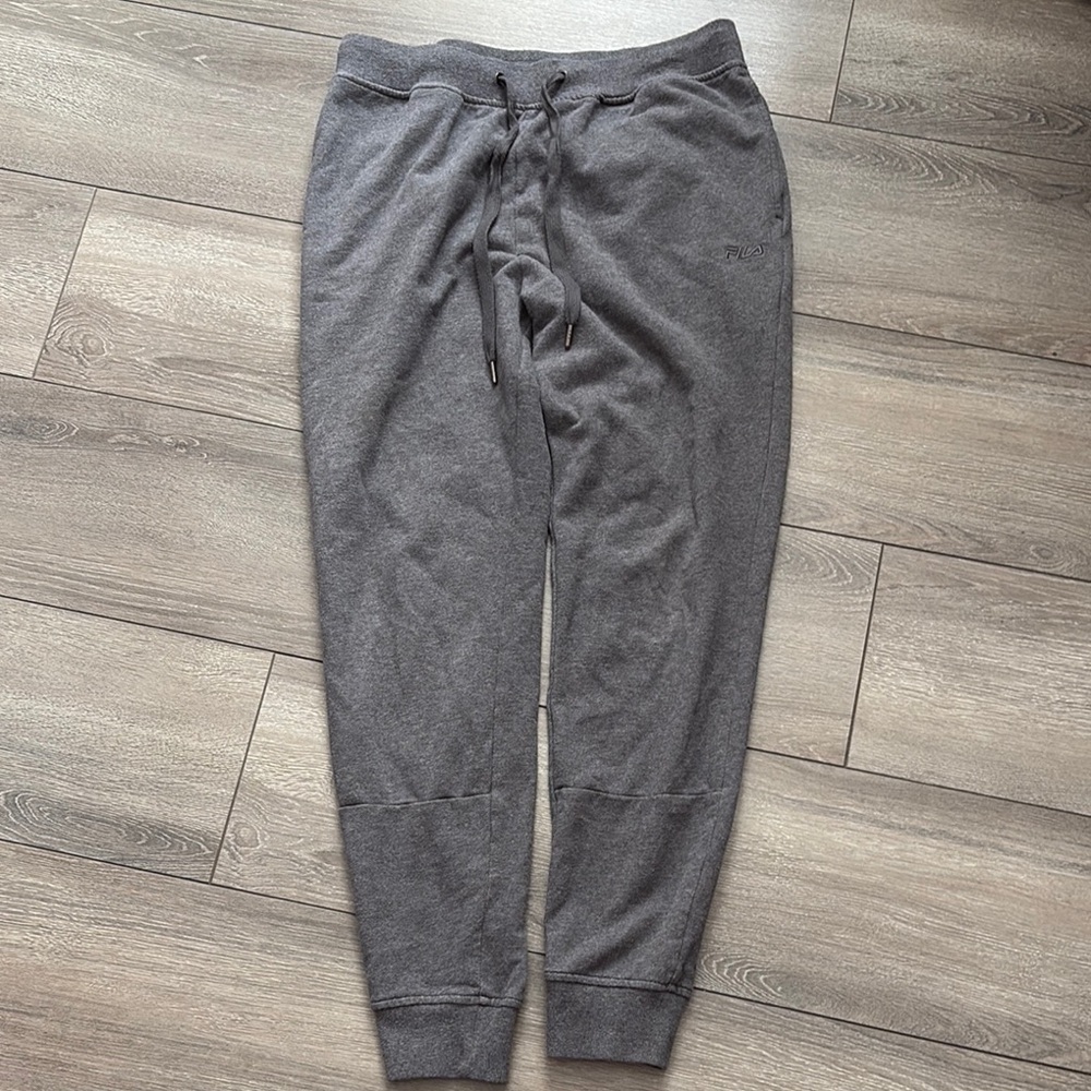 MM95 Fila Gray Track Pants with Elastic Waistband and Tapered Fit
